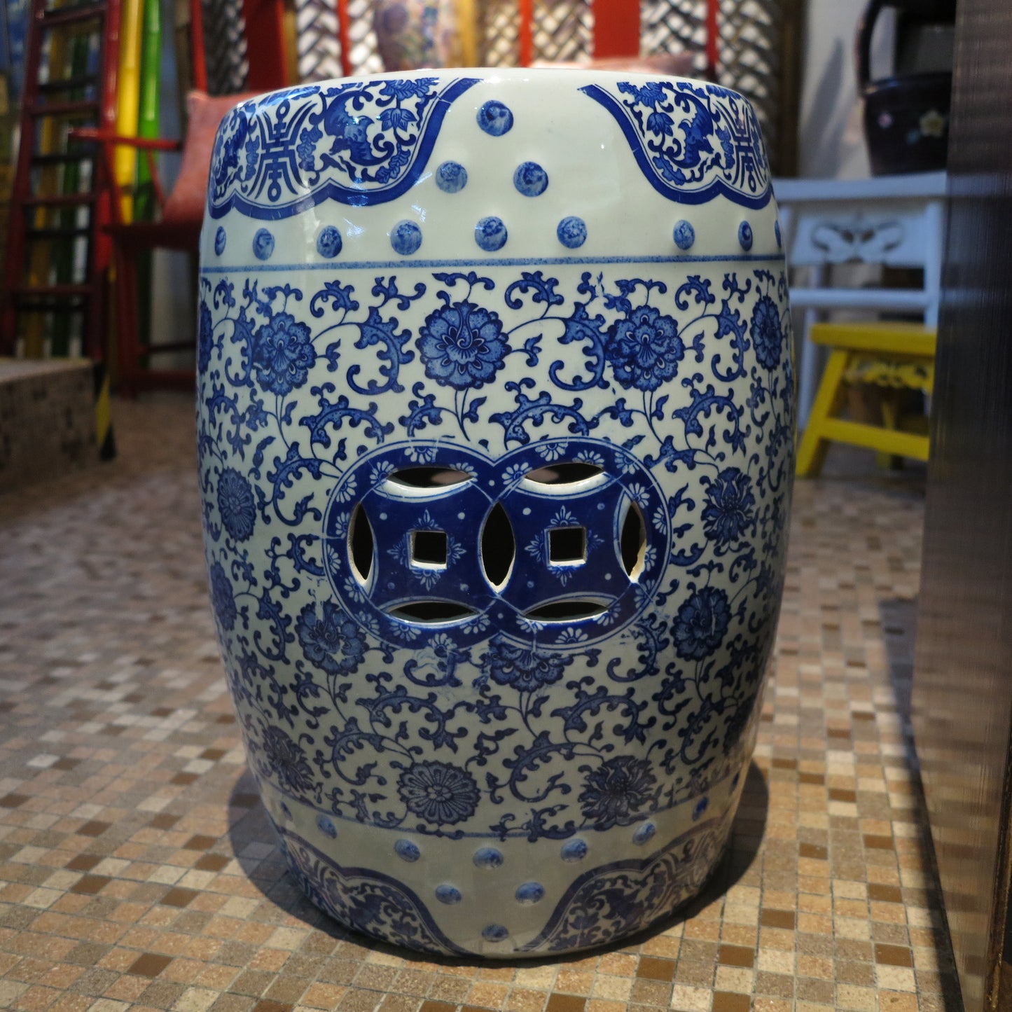 Blue and White Porcelain Stool