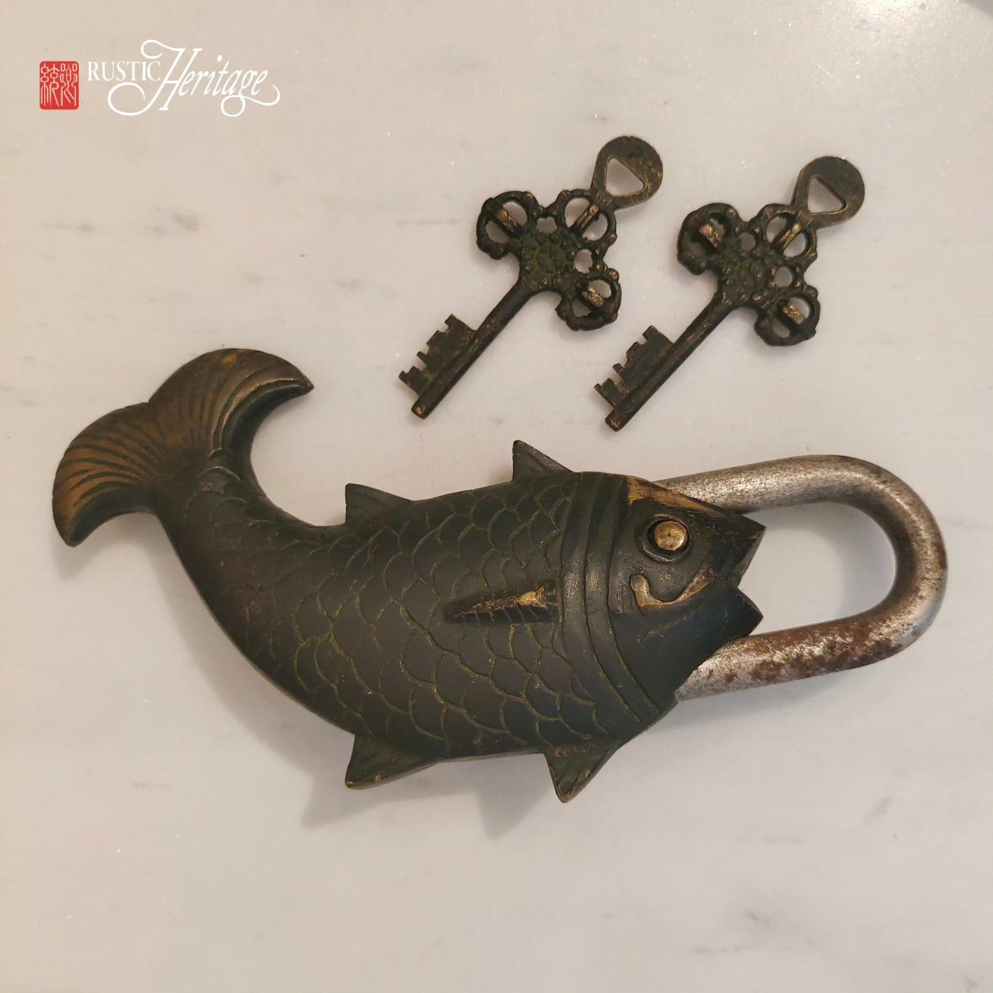 fish and hook lock Ancient Style Fish Padlock – Rustic Heritage