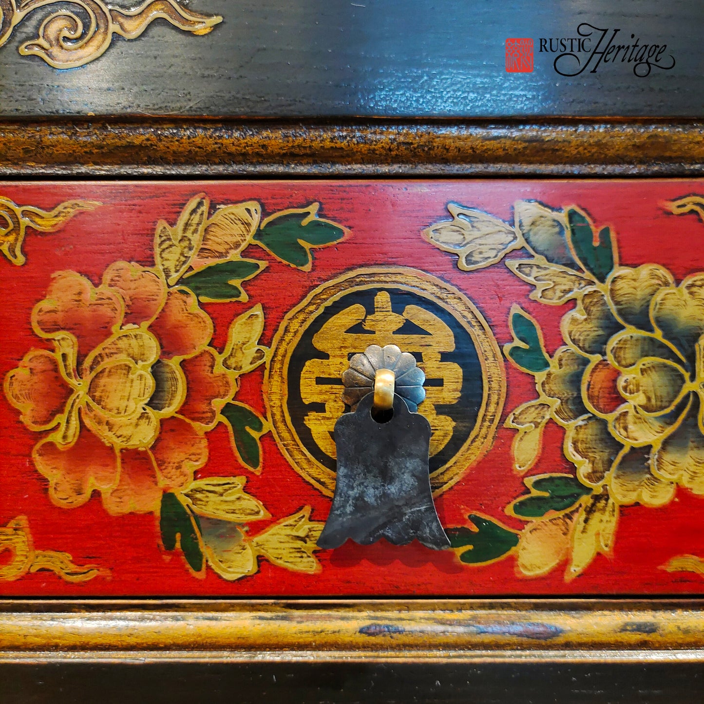 Hand-painted Black and Red Console