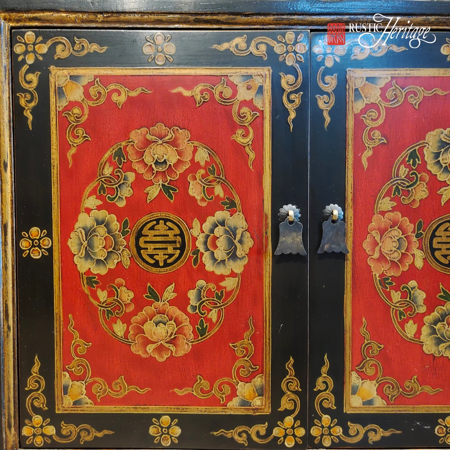 Hand-painted Black and Red Console