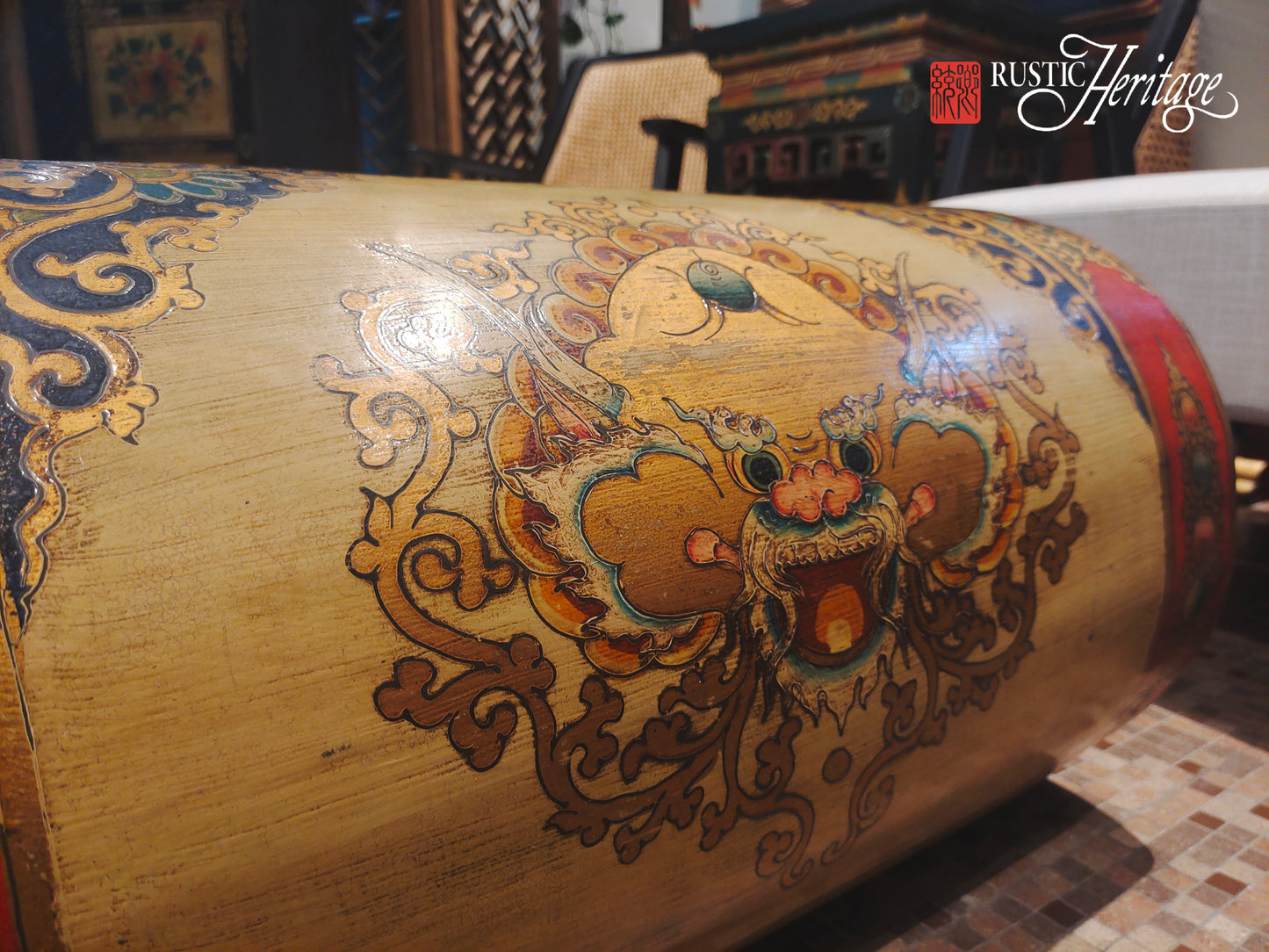 Tibetan Scroll Coffee Table (Hand-painted)