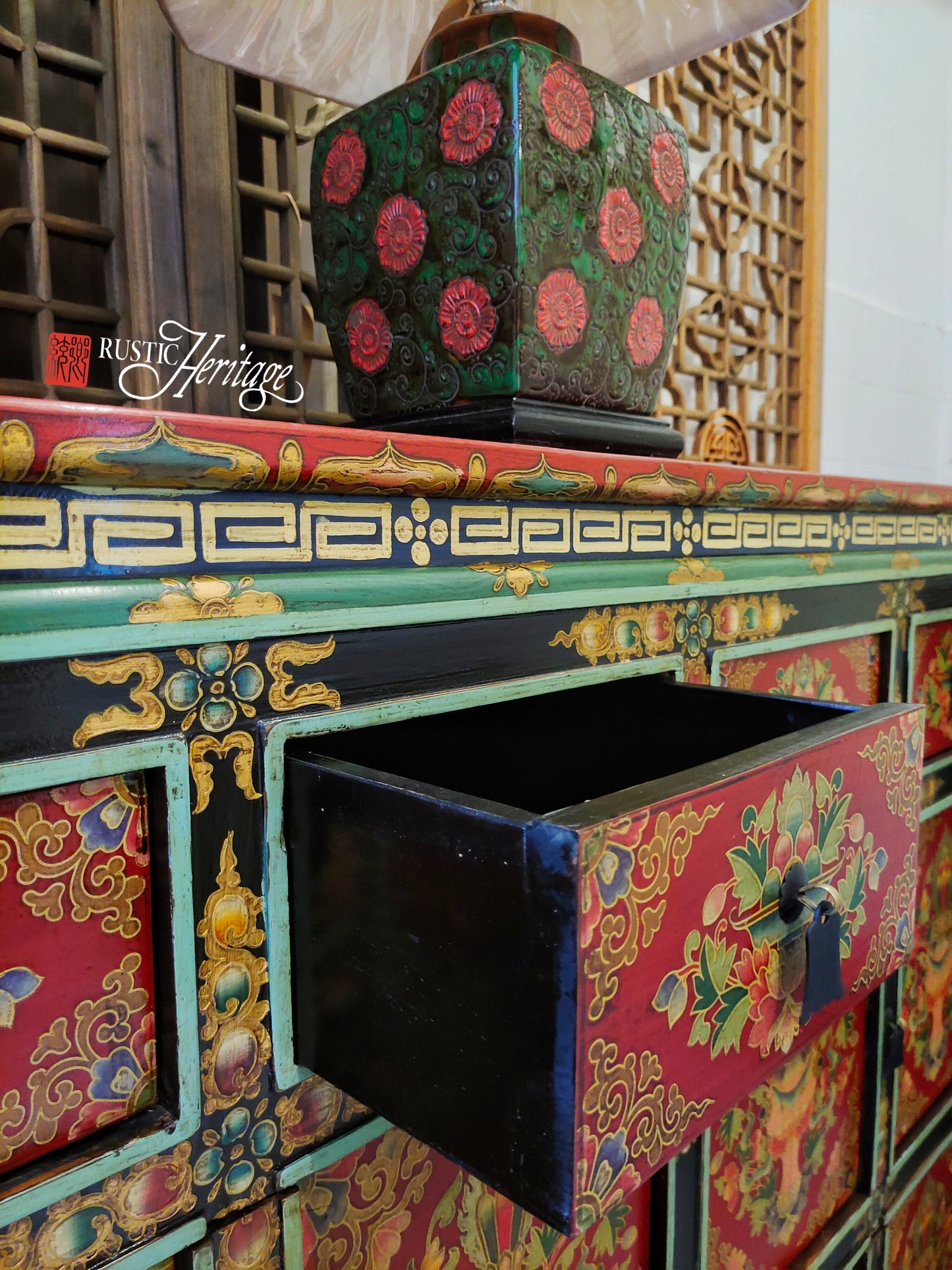 Floral Tibetan Cabinet