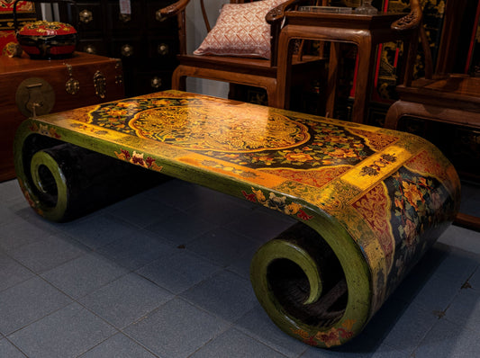 Tibetan Scroll Coffee Table (Hand-painted)