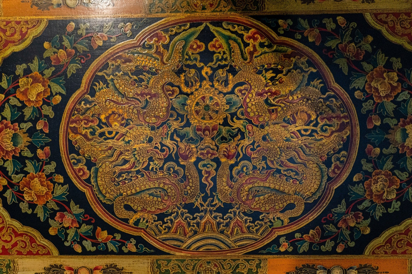 Tibetan Scroll Coffee Table (Hand-painted)